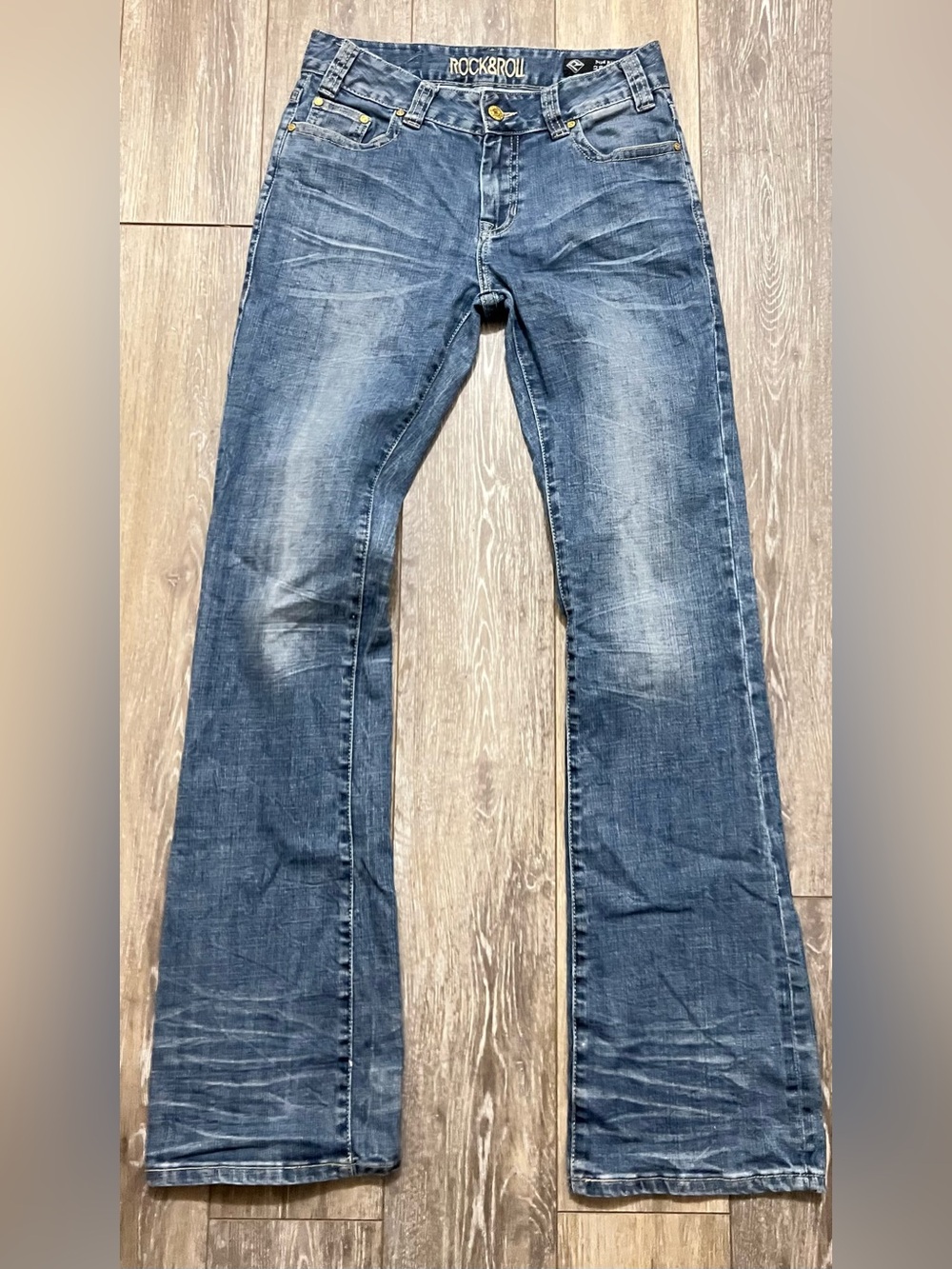 Rock & Roll Cowgirl Dark Blue Bootcut Womens Jeans size 28 x 34